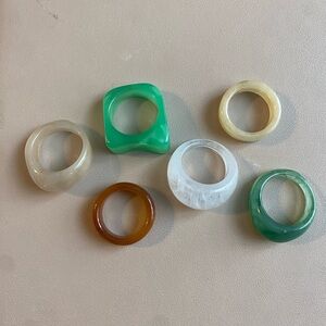 Set of Six Colorful Resin Rings